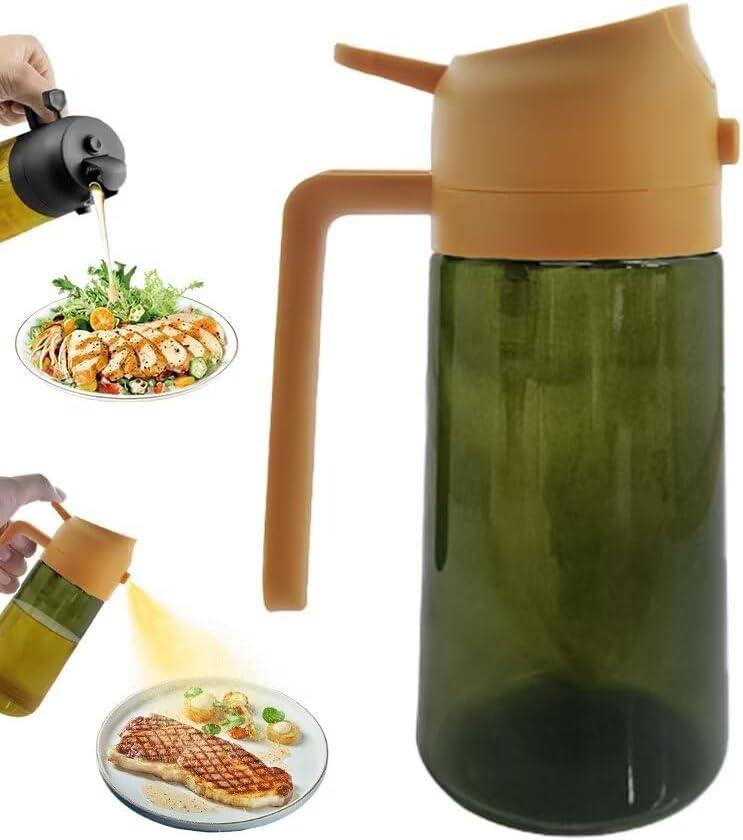 Kitchen Maiden 2 in 1 Oil Dispenser, 2024 New Kitchenmaiden 2 In 1 Oil Sprayer for Cooking,Olive Oil Dispenser Bottle Spray And Pour for Air Fryer, Salad, Frying, BBQ