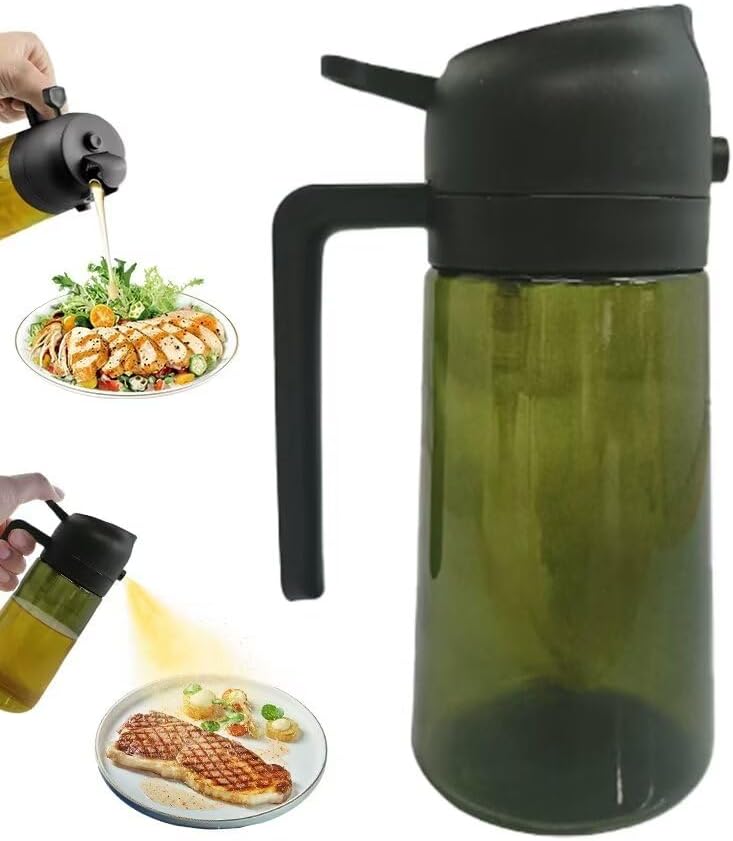 Kitchen Maiden 2 in 1 Oil Dispenser, 2024 New Kitchenmaiden 2 In 1 Oil Sprayer for Cooking，Olive Oil Dispenser Bottle Spray And Pour for Air Fryer, Salad, Frying, BBQ