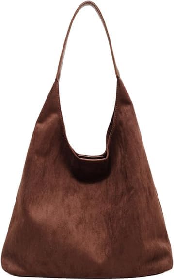 Womens Brown Suede Tote Bag Hobo Bags for women Retro Shoulder Satchel Bag Fashion Purse Vintage Top HandBag