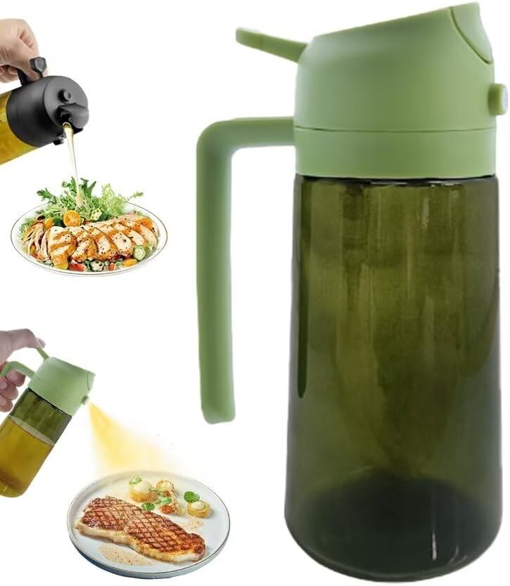 Kitchen Maiden 2 in 1 Oil Dispenser, 2024 New Kitchenmaiden 2 In 1 Oil Sprayer for Cooking，Olive Oil Dispenser Bottle Spray And Pour for Air Fryer, Salad, Frying, BBQ