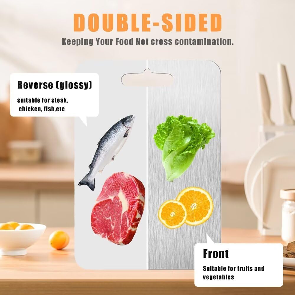 2025 New Titanium Cutting Board - 100% Pure Titanium Cutting Boards for Kitchen - Metal Cutting Board,Dishwasher Safe Double-Sided Hygiene Durable Titanium Cutting Board for Kitchen Cooking