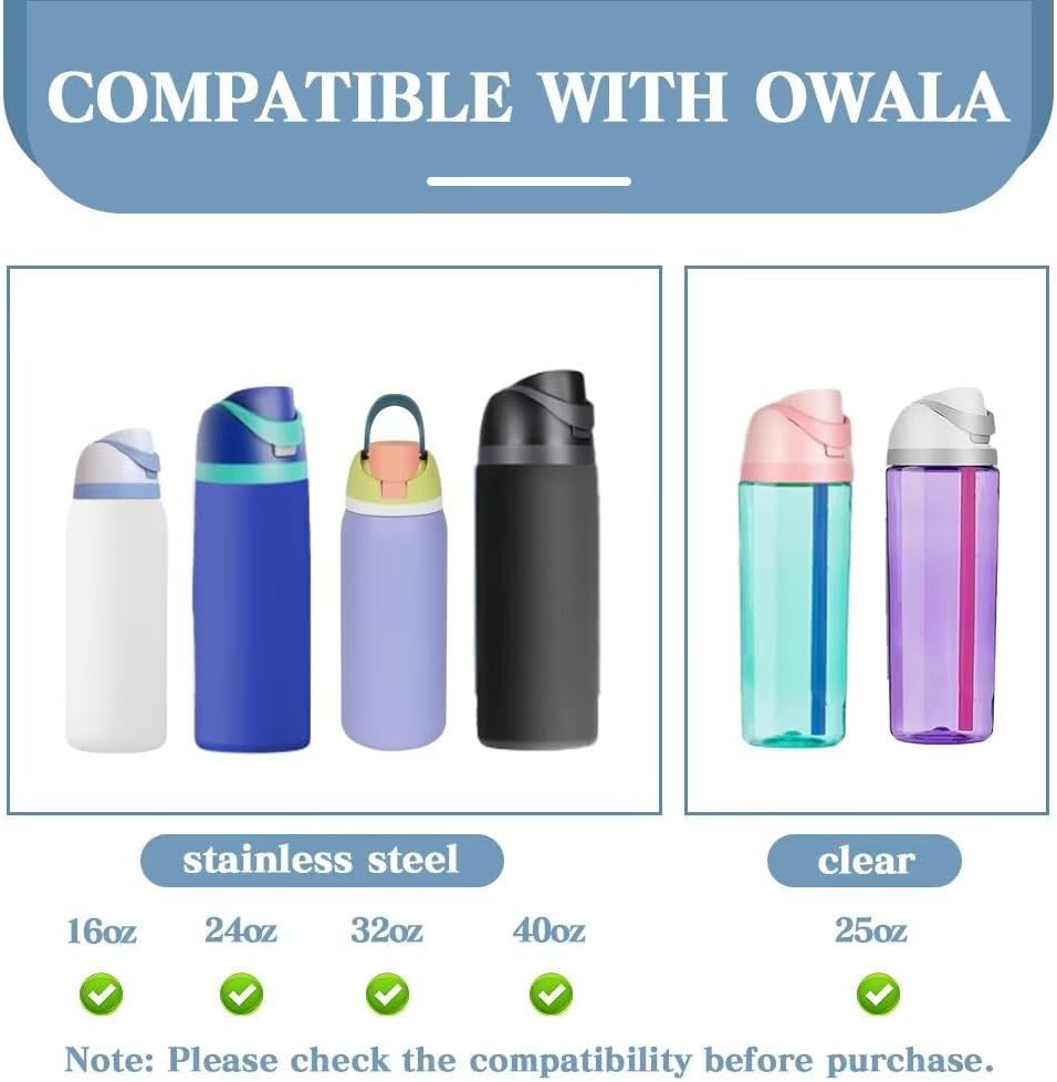 2 Pack Replacement Lid for Owala Freesip, One Button Water Bottle Replacement Cap Compatible with Owala Cup 16oz 24oz 32oz 40oz, No Leakage Replacement Lid Accessory Contain Straws and Straw Brush