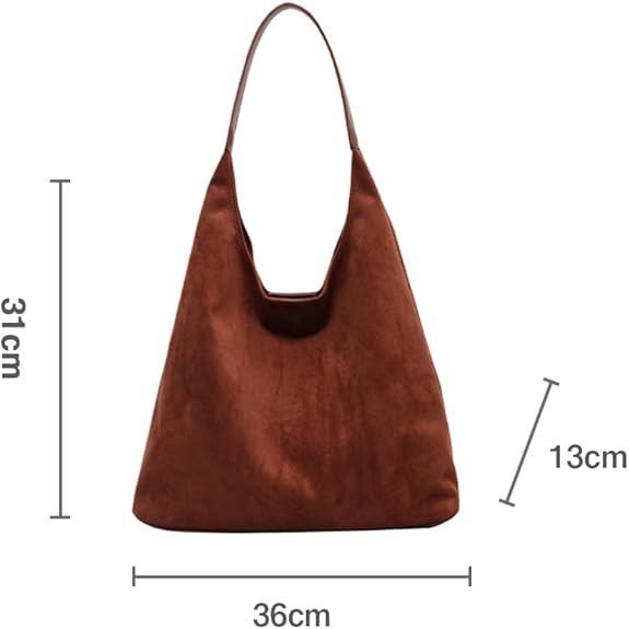 Womens Brown Suede Tote Bag Hobo Bags for women Retro Shoulder Satchel Bag Fashion Purse Vintage Top HandBag