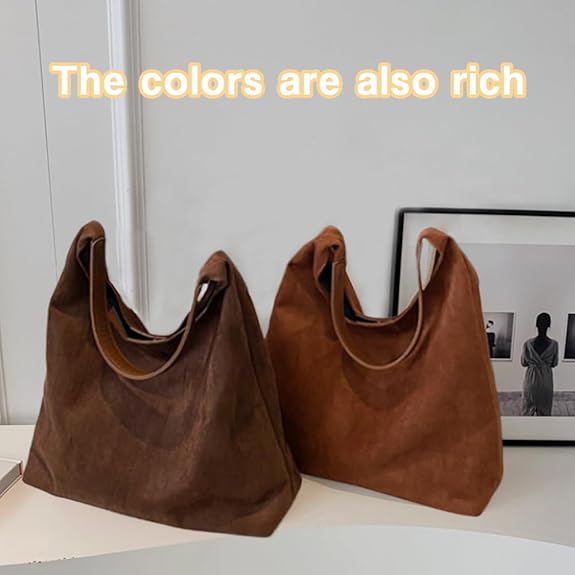 Womens Brown Suede Tote Bag Hobo Bags for women Retro Shoulder Satchel Bag Fashion Purse Vintage Top HandBag