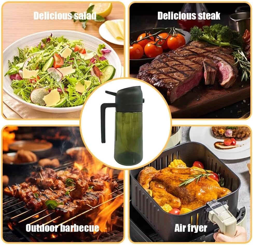 Kitchen Maiden 2 in 1 Oil Dispenser, 2024 New Kitchenmaiden 2 In 1 Oil Sprayer for Cooking，Olive Oil Dispenser Bottle Spray And Pour for Air Fryer, Salad, Frying, BBQ